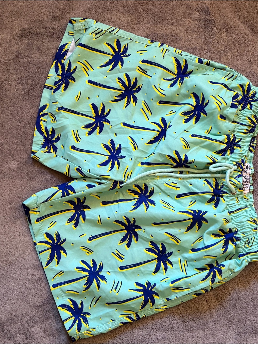 Free Planet Men’s Palm Print Swim Shorts (mesh brief style liner)